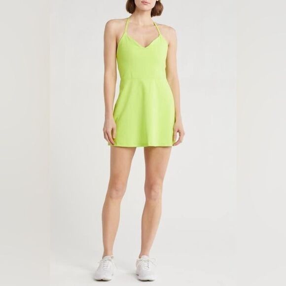 Spiritual Gangster Jet Active Mini Dress in Lime Green Size Large NEW NWT - Picture 11 of 11